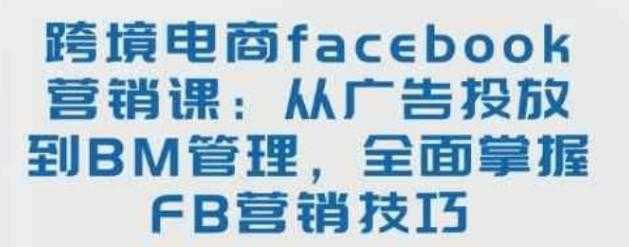 跨境电商facebook营销课:从广告投放到BM管理,全面掌握FB营销技巧