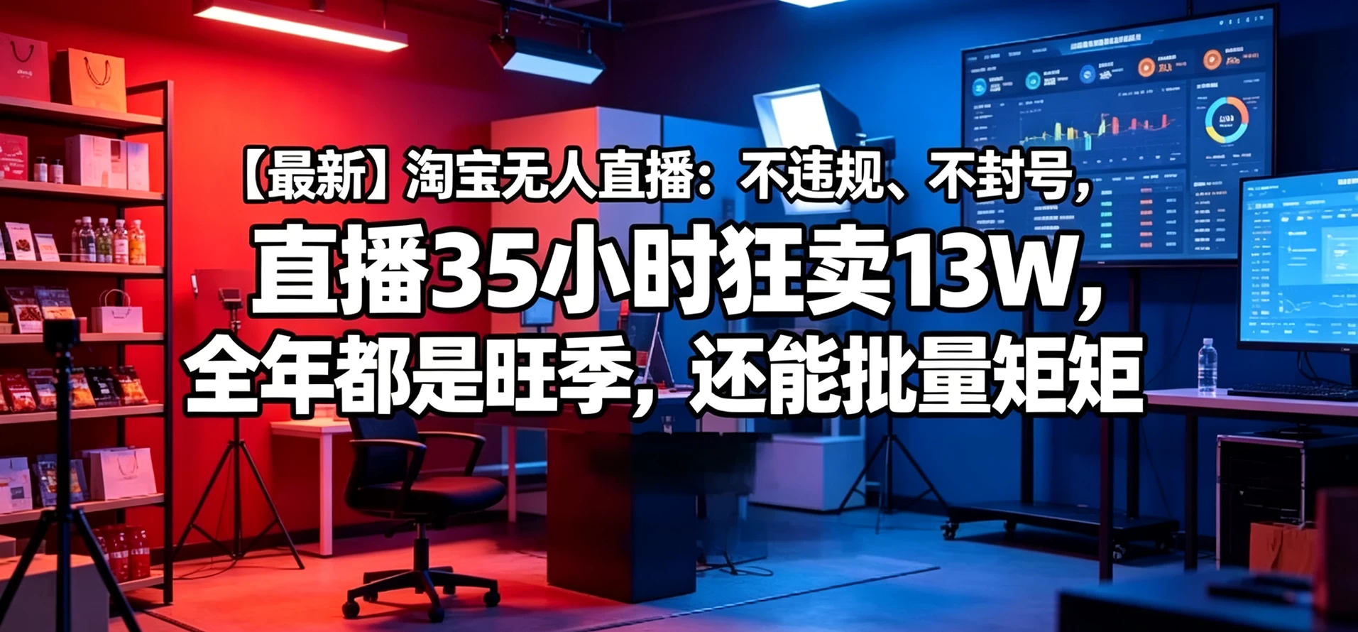 淘宝无人直播：不违规、不封号，直播35小时狂卖13W，全年都是旺季，还能批量矩阵操作